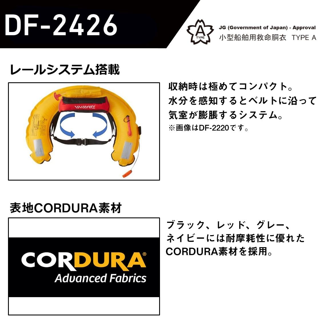 다이와 컴팩트 라이프자켓 DF-2426 자동팽창식 구명조끼 블랙 헤이즈 카모 이미지 3