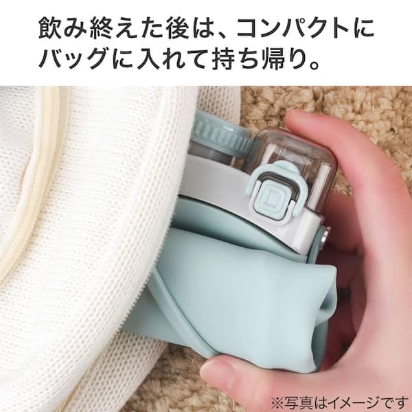 니토리 접이식 실리콘 물병 600ml 다크그레이 이미지 3
