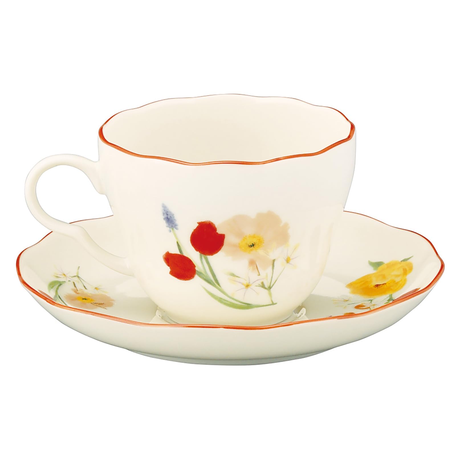 야마카 플로리오그래피 튤립 HBK12-28 230ml 티컵 소서 옐로우 앤틱 이미지 2