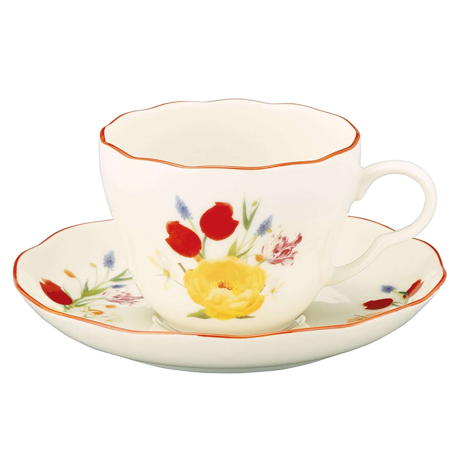 야마카 플로리오그래피 튤립 HBK12-28 230ml 티컵 소서 옐로우 앤틱