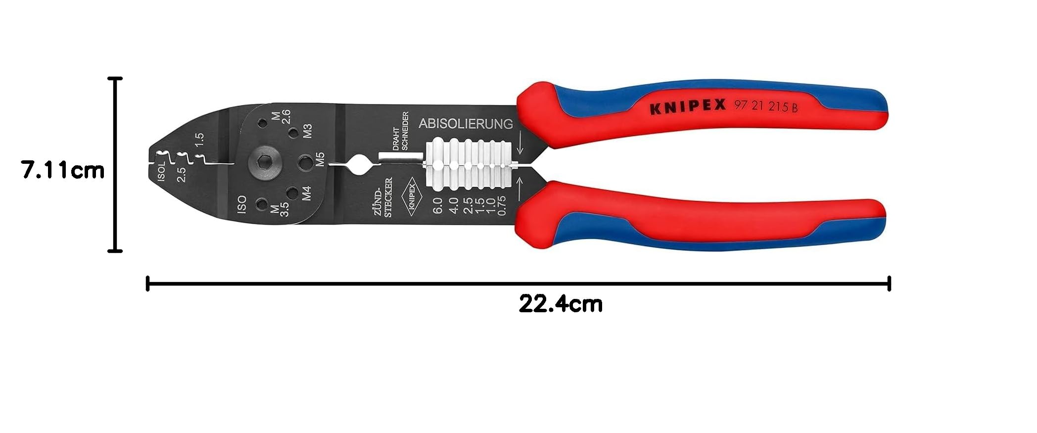 크니펙스 9721215B 215mm 압착 펜치 접속단자용 0.5~2.0 이미지 5
