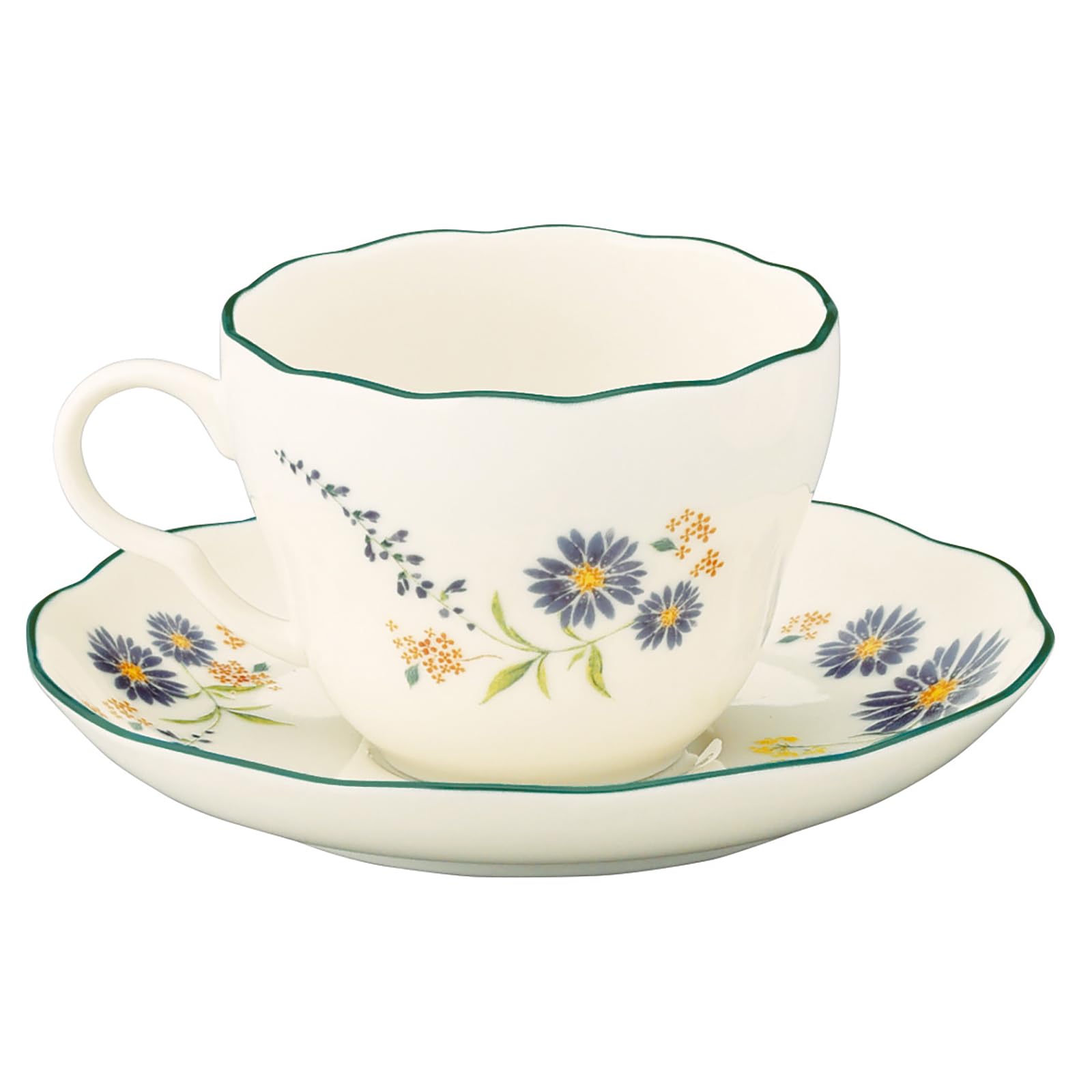 야마카 플로리오그래피 공작초 HBK13-28 230ml 티컵 소서 블루 앤틱 이미지 2