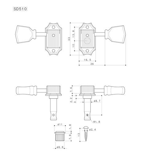 고토 SD510-SL 니켈 3대3 기타 헤드머신 이미지 4