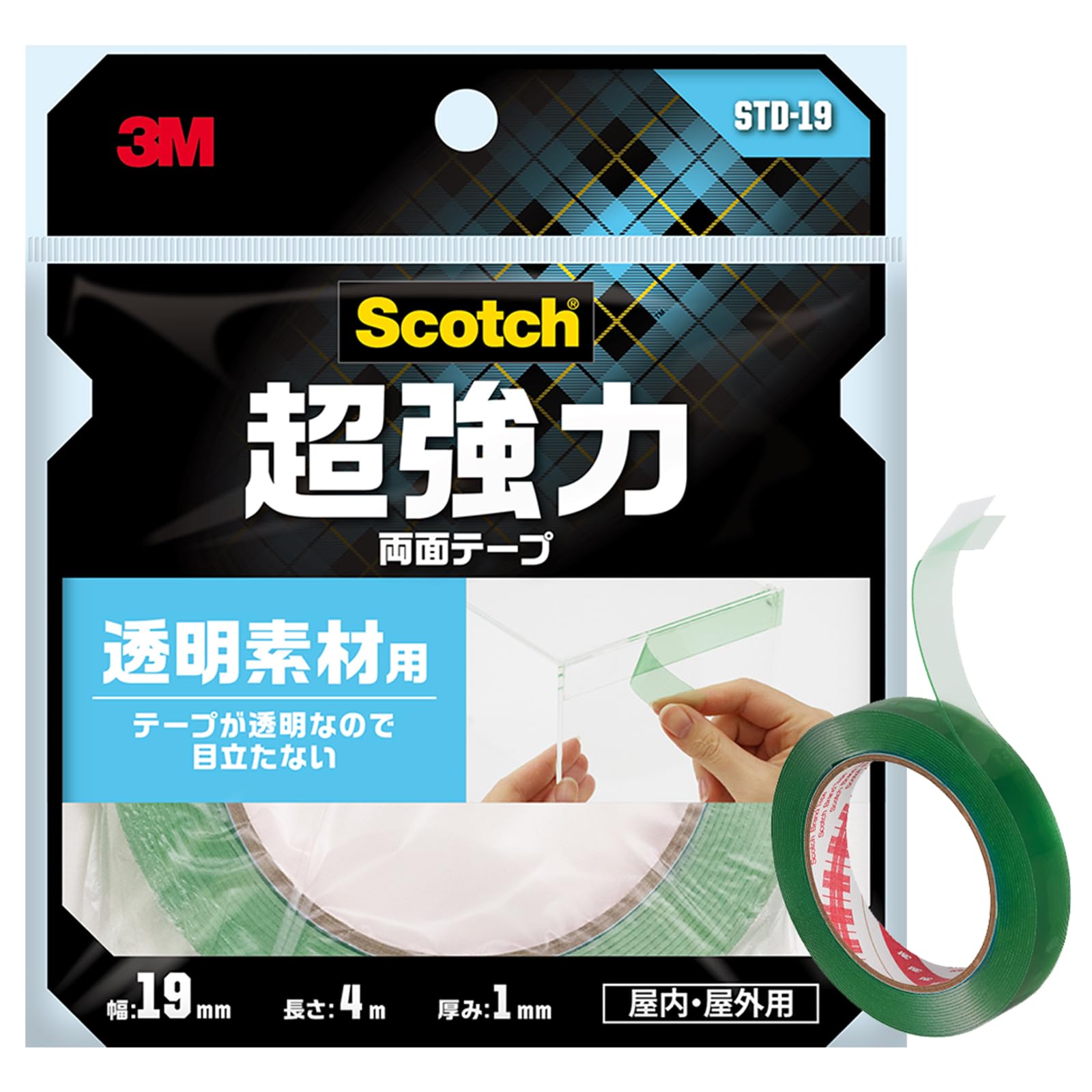 3M 스카치 투명소재용 초강력 양면테이프 1. 클리어 폭19mm 길이4000mm 길이4m