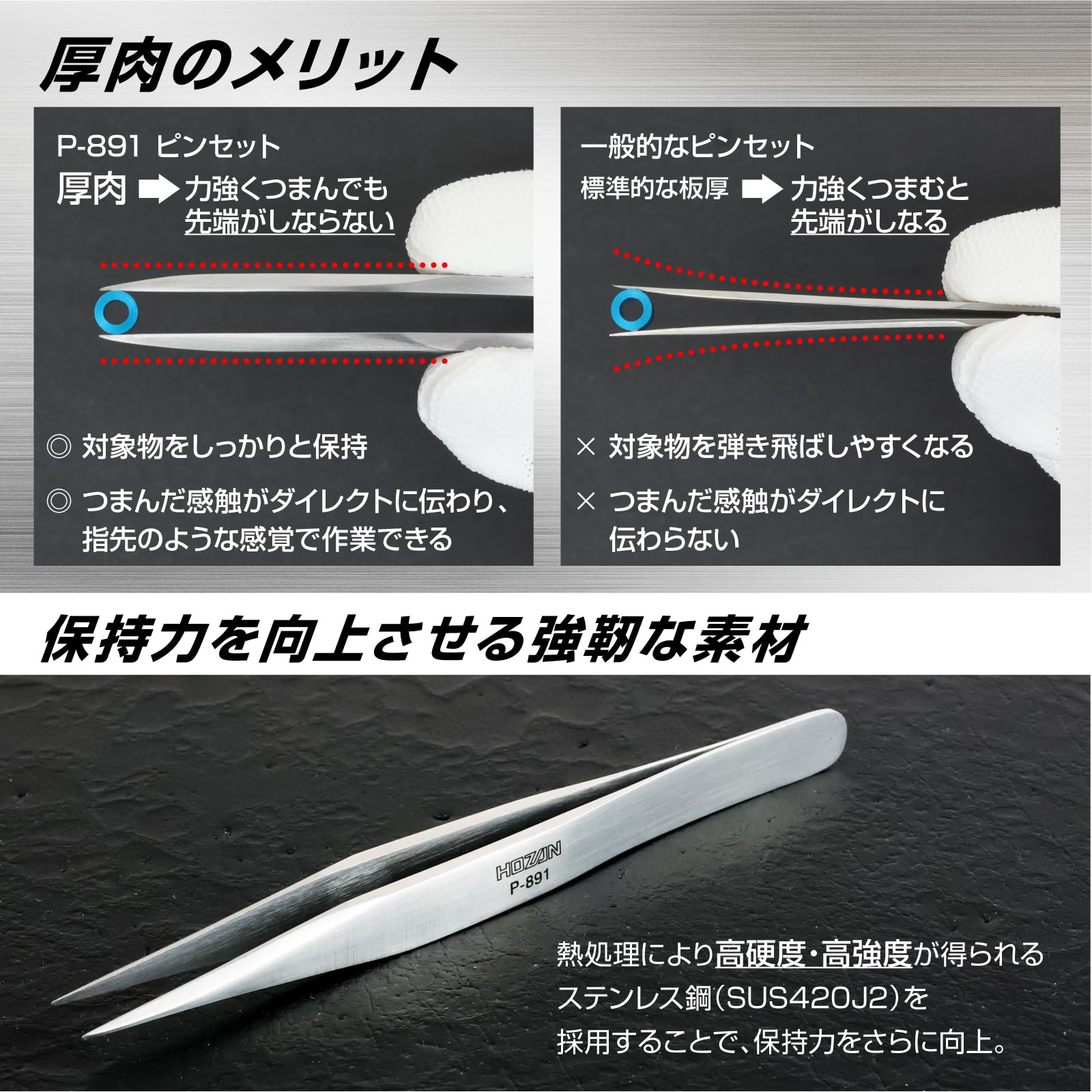 호잔 P-891 정밀 핀셋 125mm 직형 선단폭 0.6mm 핀셋 단품 선단폭 0.6mm 이미지 3