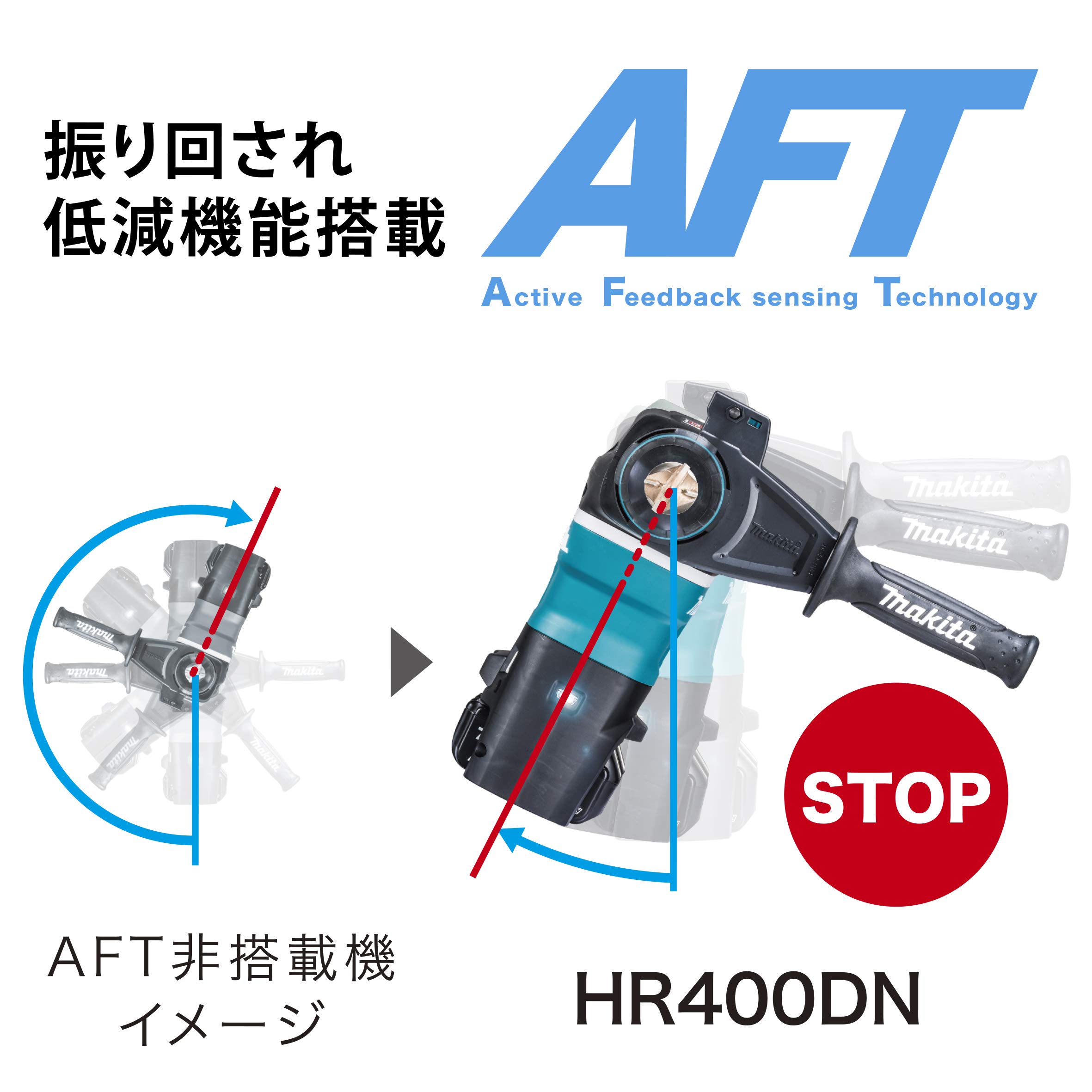 마키타 HR400DZKN 40mm 충전식 함마드릴 베어툴 SDS-Max 이미지 3