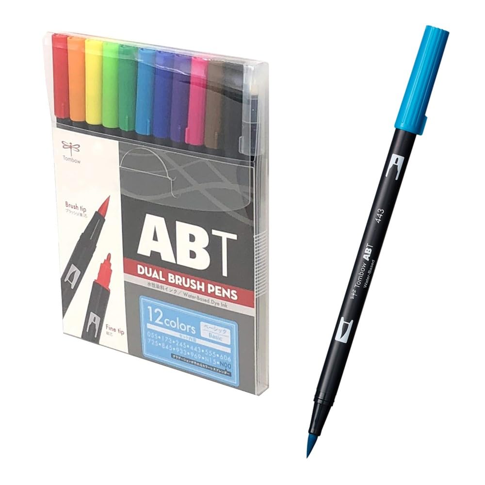 톰보 ABT 듀얼 브러쉬펜 베이직 AB-T12CBA 12색 수성 K.12색 세트 베이직
