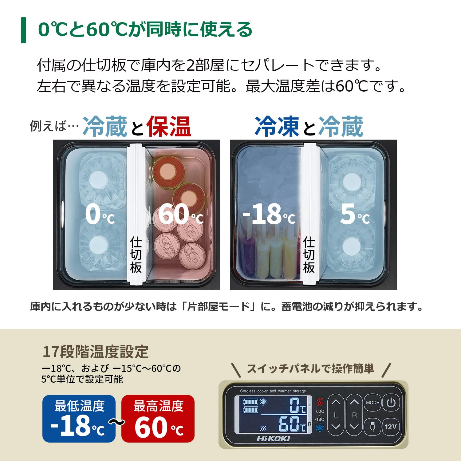 하이코키 UL18DBA 샌드베이지 25L 충전식 냉온장고 스타터키트 세트 이미지 2