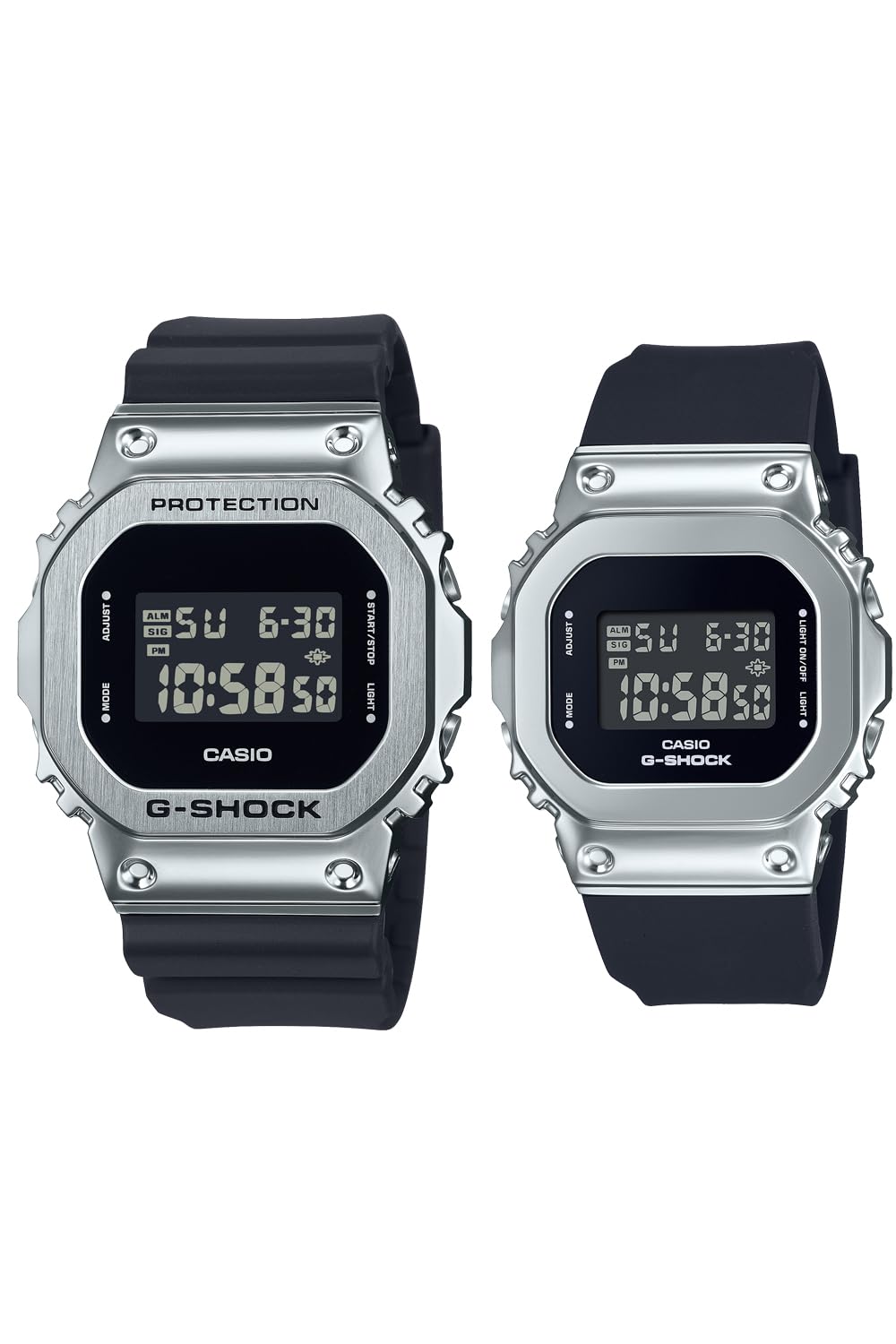 카시오 지샥 메탈 커버드 GM-5600U-1JF 커플 시계 실버