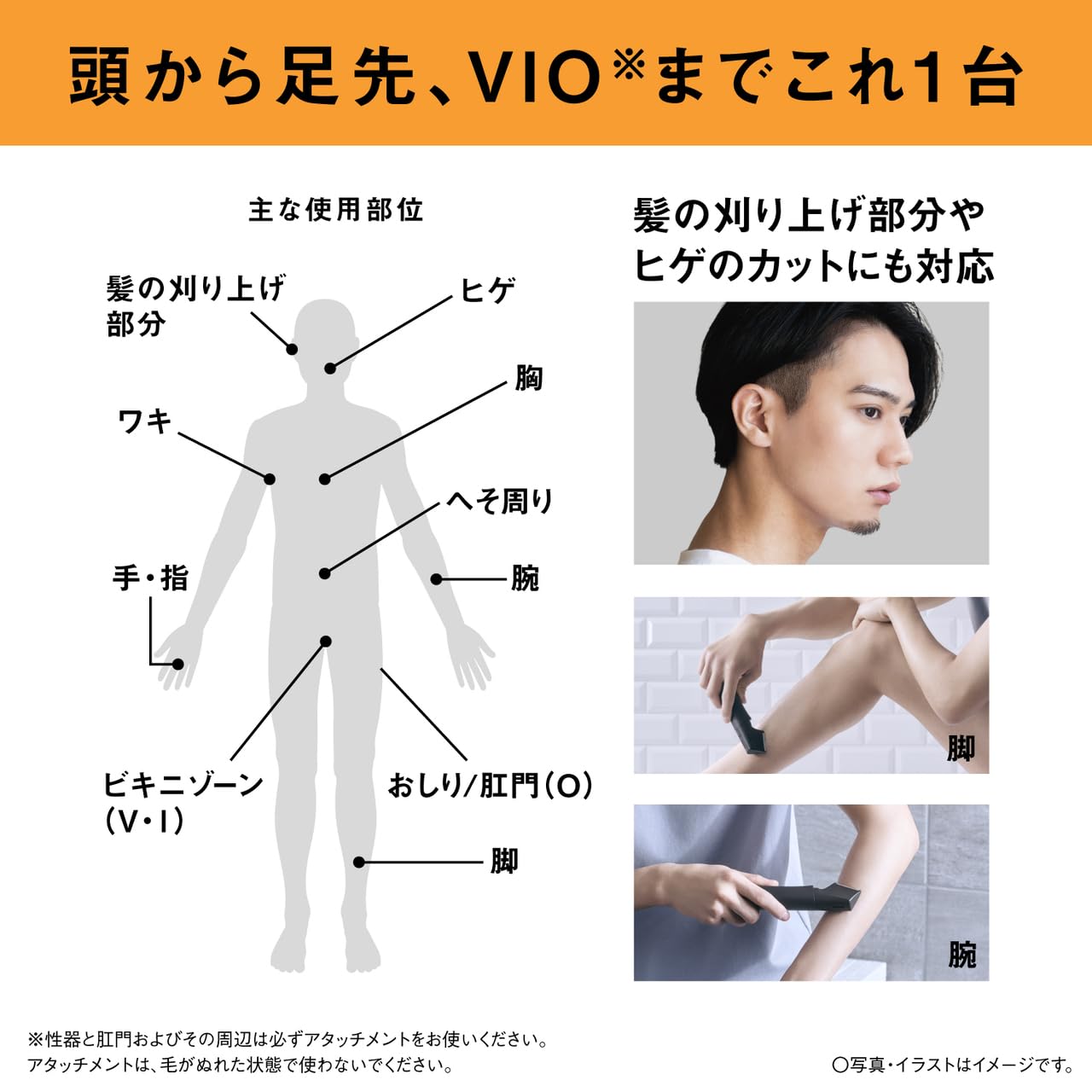 파나소닉 바디트리머 라이트그레이 ER-GK9A-H 전신제모기 VIO 방수 이미지 10