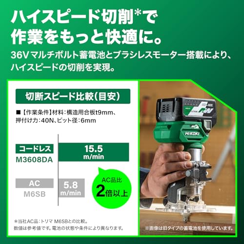 하이코키 M3608DA XPZ 36V 6mm 8mm 충전 트리머 세트 배터리1개 포함 이미지 3