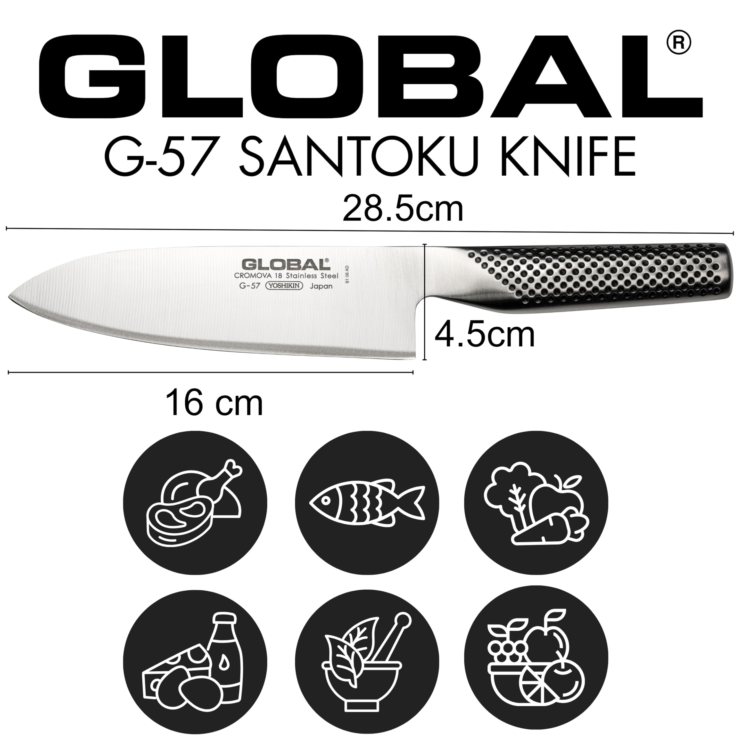글로벌 G-57 산토쿠 식칼 16cm 산토쿠 16cm 이미지 3