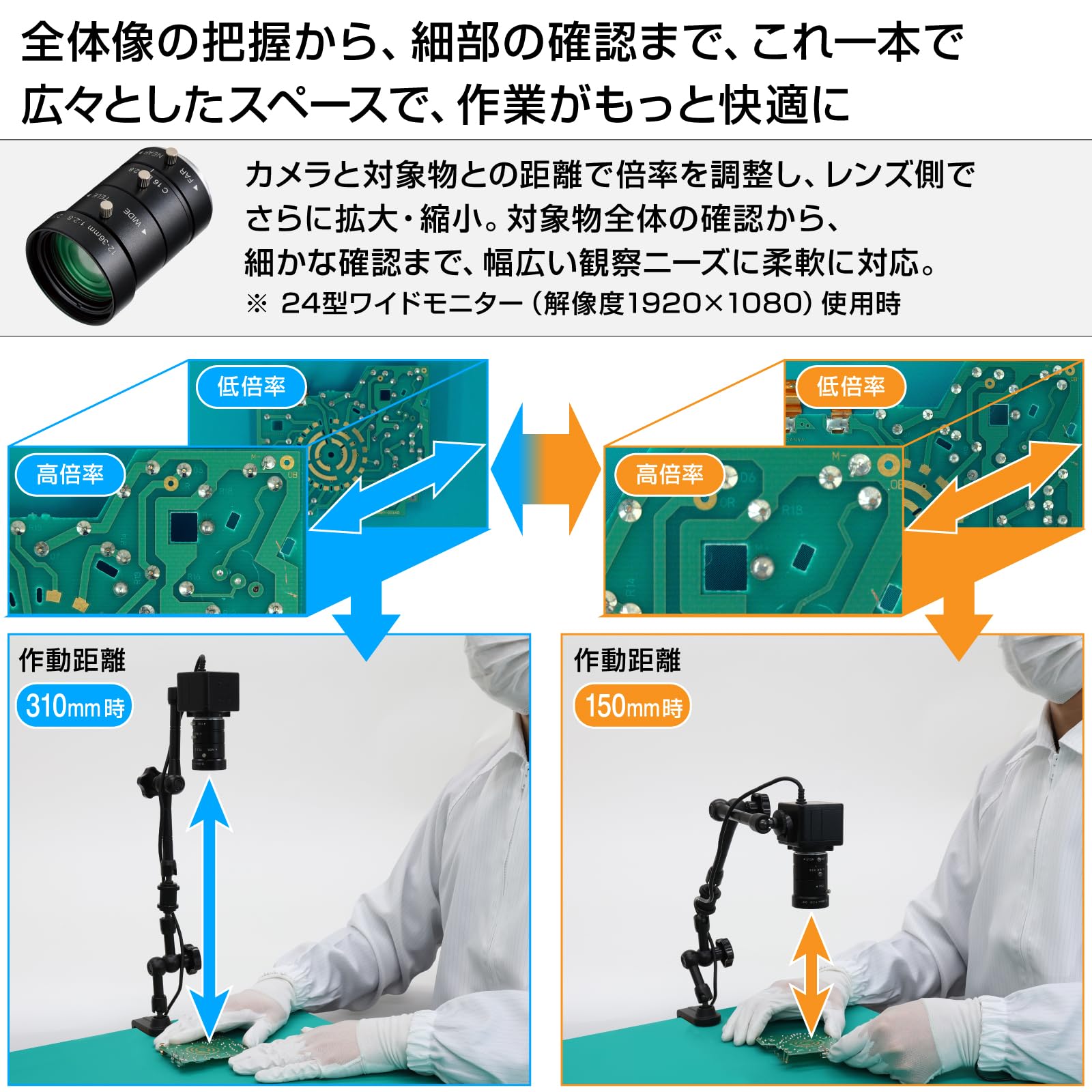 호잔 300만 USB 현미경 USB 연결 300만 화소 초점거리 12-36mm 암 클램프 이미지 4