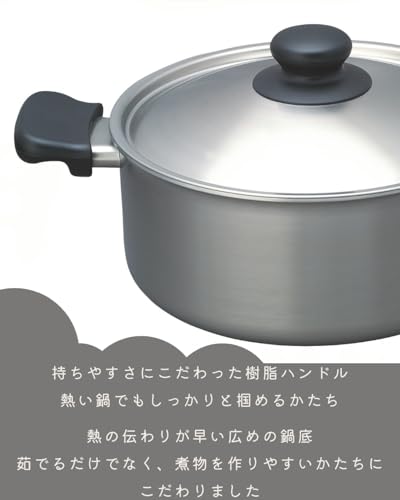 소리야나기 스테인리스 양수냄비 얕은형 22cm IH 무광 18-8 스텐 이미지 2