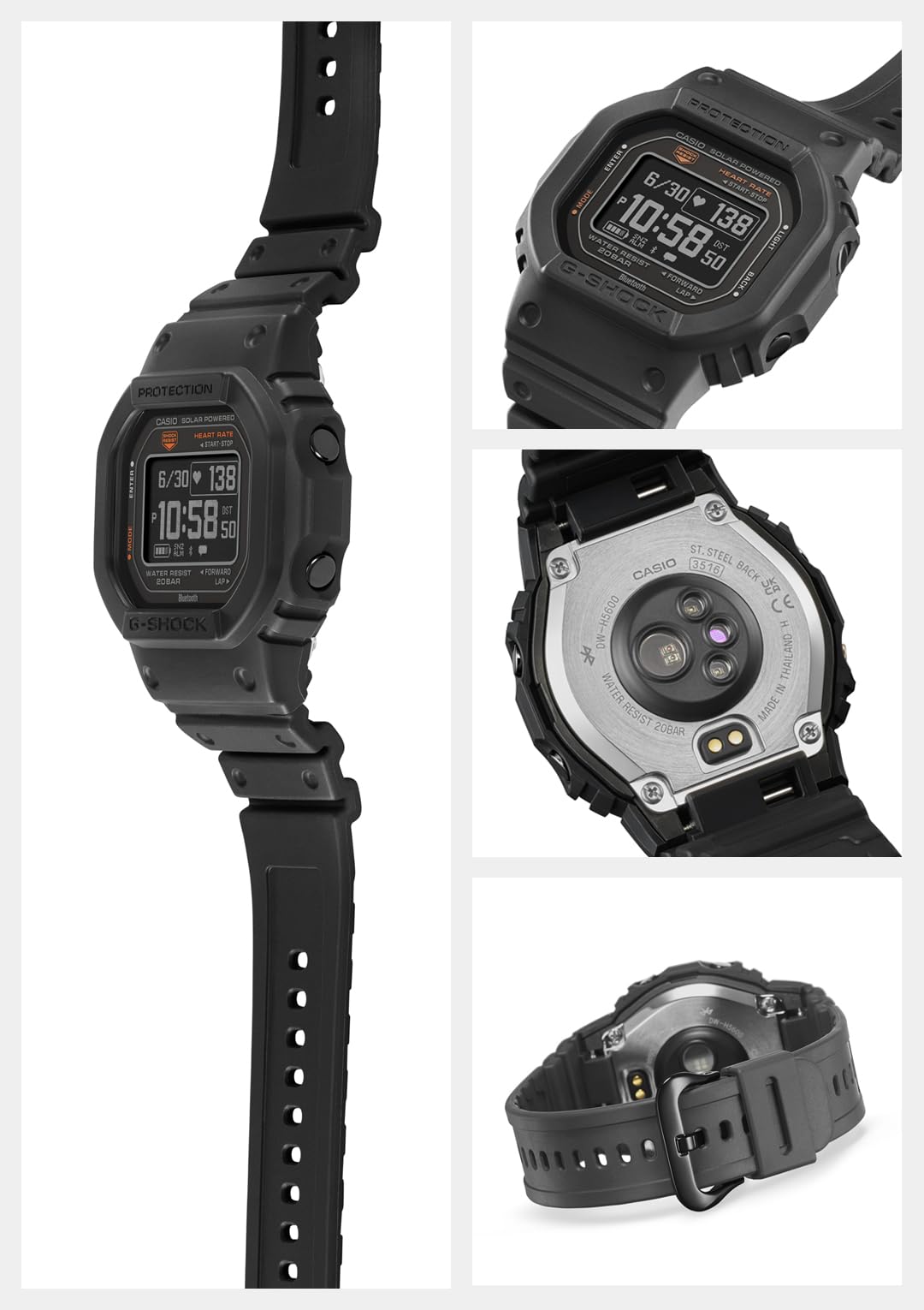 카시오 지샥 G-SQUAD DW-H5600-1JR 손목시계 블루투스 심박수 측정 기능 탑재 이미지 2