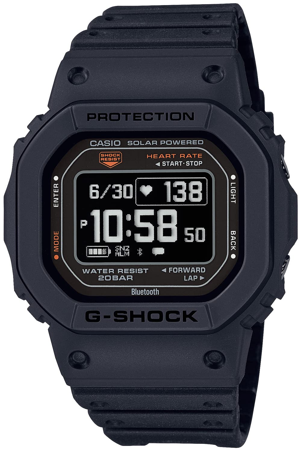 카시오 지샥 G-SQUAD DW-H5600-1JR 손목시계 블루투스 심박수 측정 기능 탑재