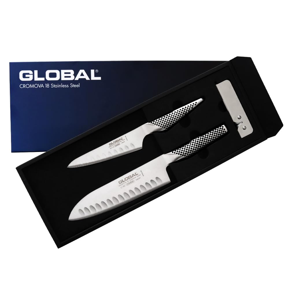 글로벌 GST-B80 산토쿠 홈형 18cm 3종 칼 세트 올스테인리스