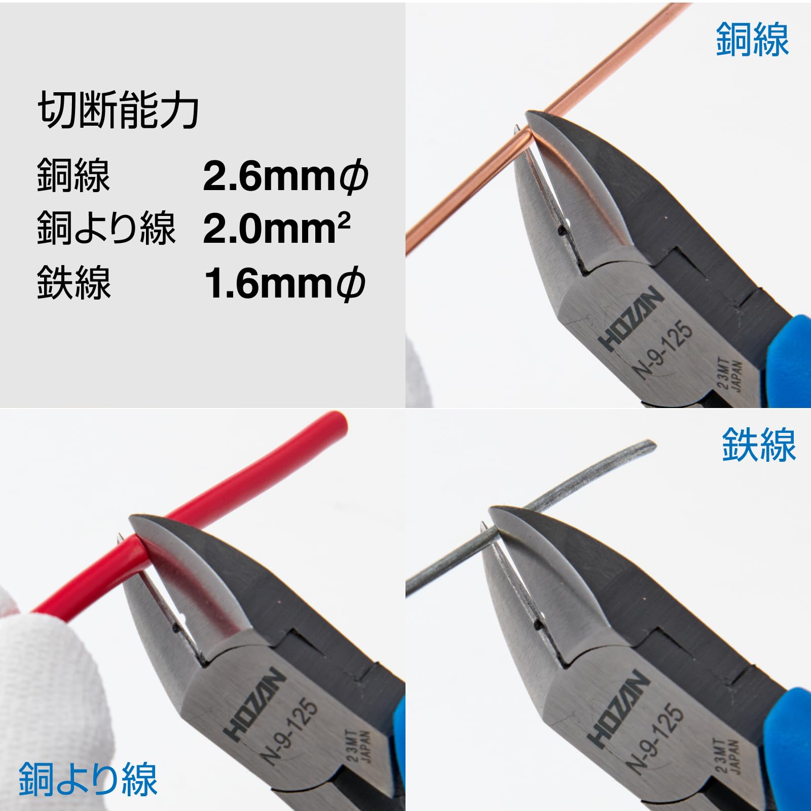 호잔 정밀 니퍼 N-9-125 125mm 스트립 구멍 125mm 이미지 2