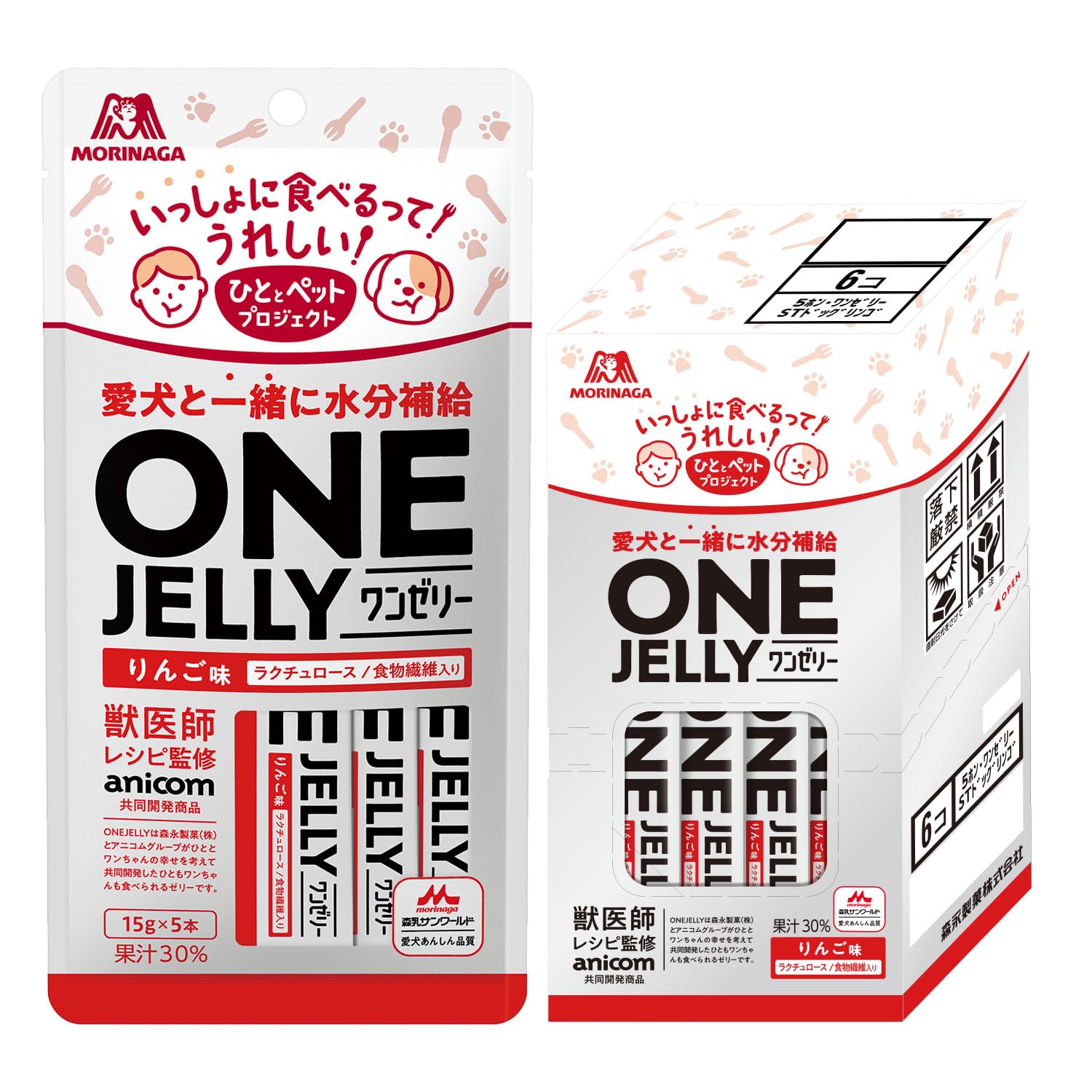 모리나가 원젤리 사과맛 75g 6입 강아지 간식 원젤리 스틱 사과