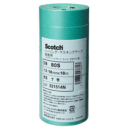3M 80S 마스킹테이프 18mm 18m 7권 거친면용 이미지 3