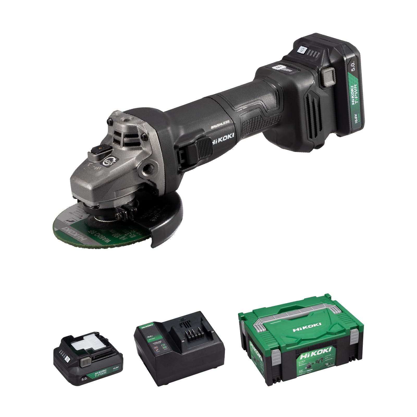 하이코키 G1210DB 100mm 충전식 디스크 그라인더 배터리 2개 세트