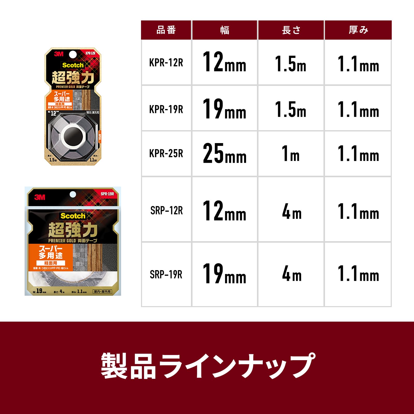 3M 스카치 프리미어골드 초강력 양면테이프 거친표면용 SPR-12R 12mm 4m 세미롱 이미지 7