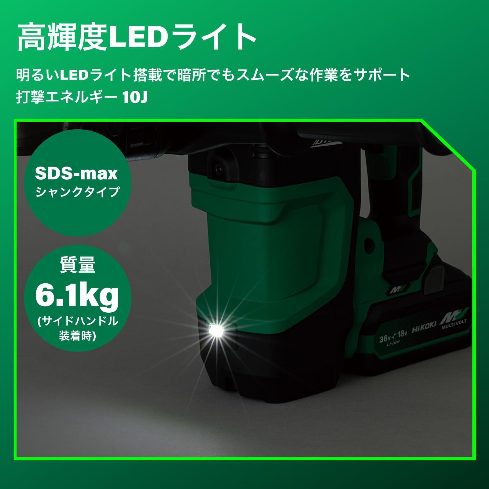 하이코키 H3641DA 36V 충전 해머 SDS-max 풀세트 이미지 2