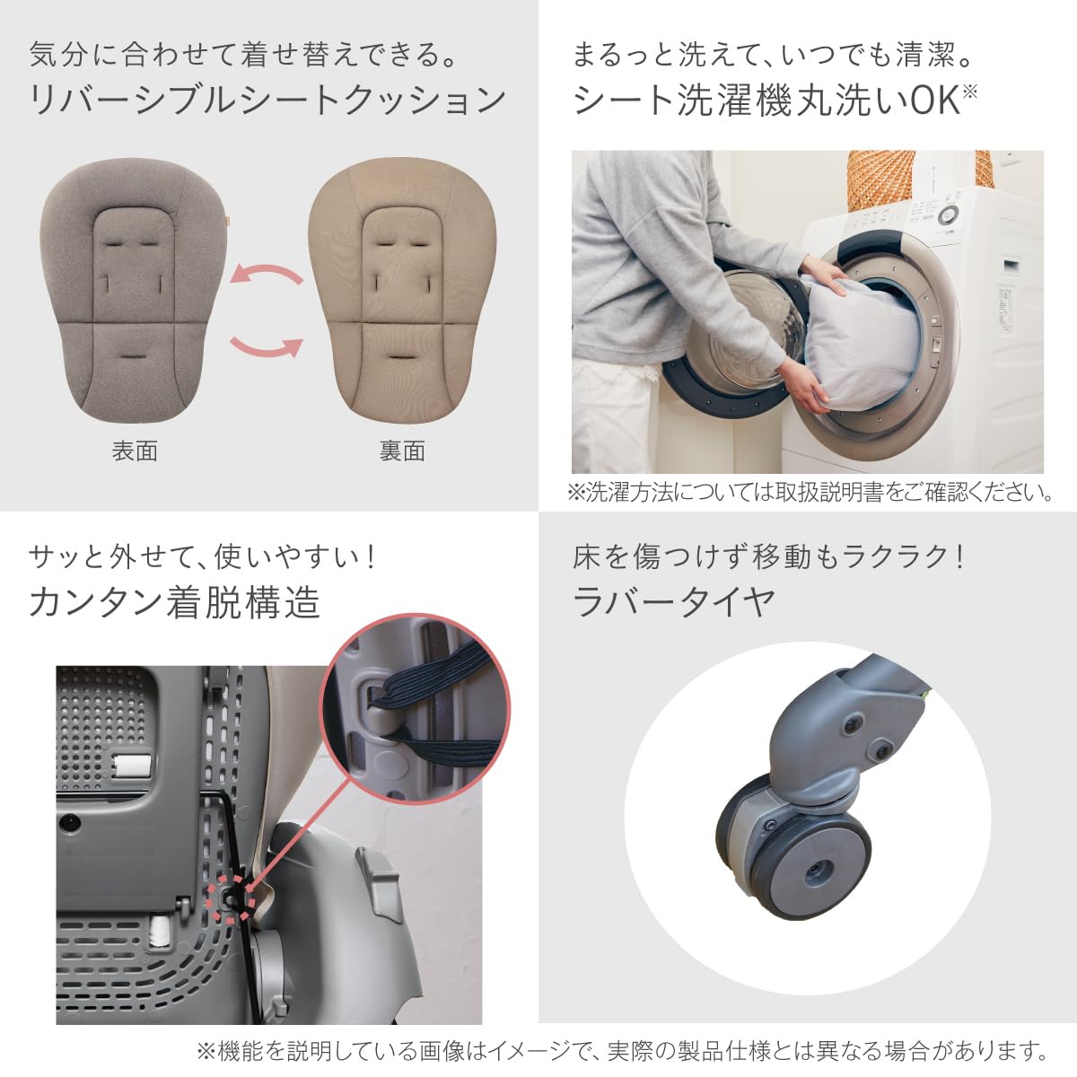 콤비 네무리라 오토 스윙 하이로체어 그레이 단품 이미지 7