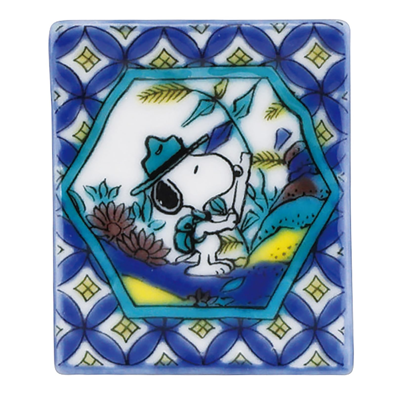 야마카 피너츠 스누피 구타니야키 고구타니풍 SN3301-402 4x3cm 젓가락 받침 그린