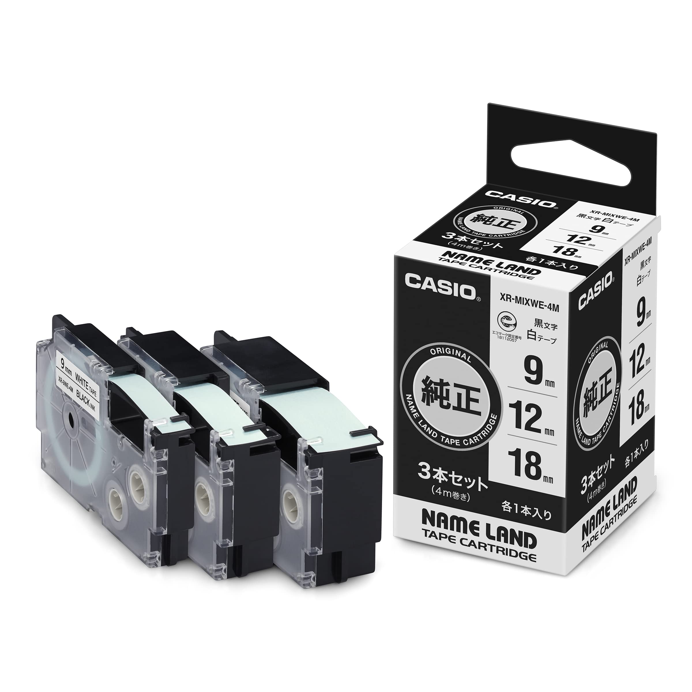 카시오 네임랜드 XR-MIXWE-4M 9 12 18mm 라벨 테이프 화이트 12 18mm 이미지 8