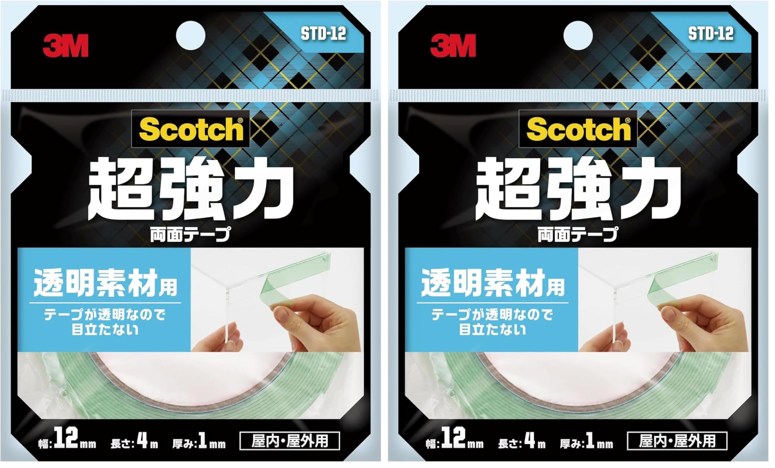 3M 스카치 투명 소재용 양면테이프 1. 클리어 폭12mm 길이4000mm 2권