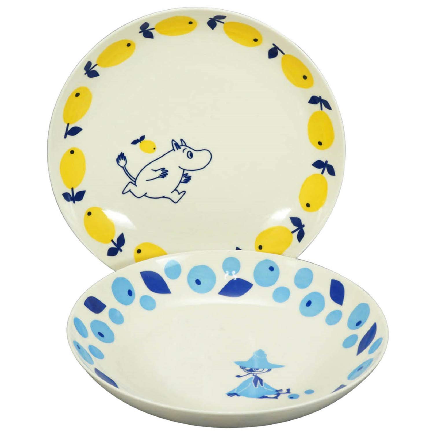 야마카 무민 MM031/3-139 카레 파스타 접시 21cm 2인 세트 블루 선물