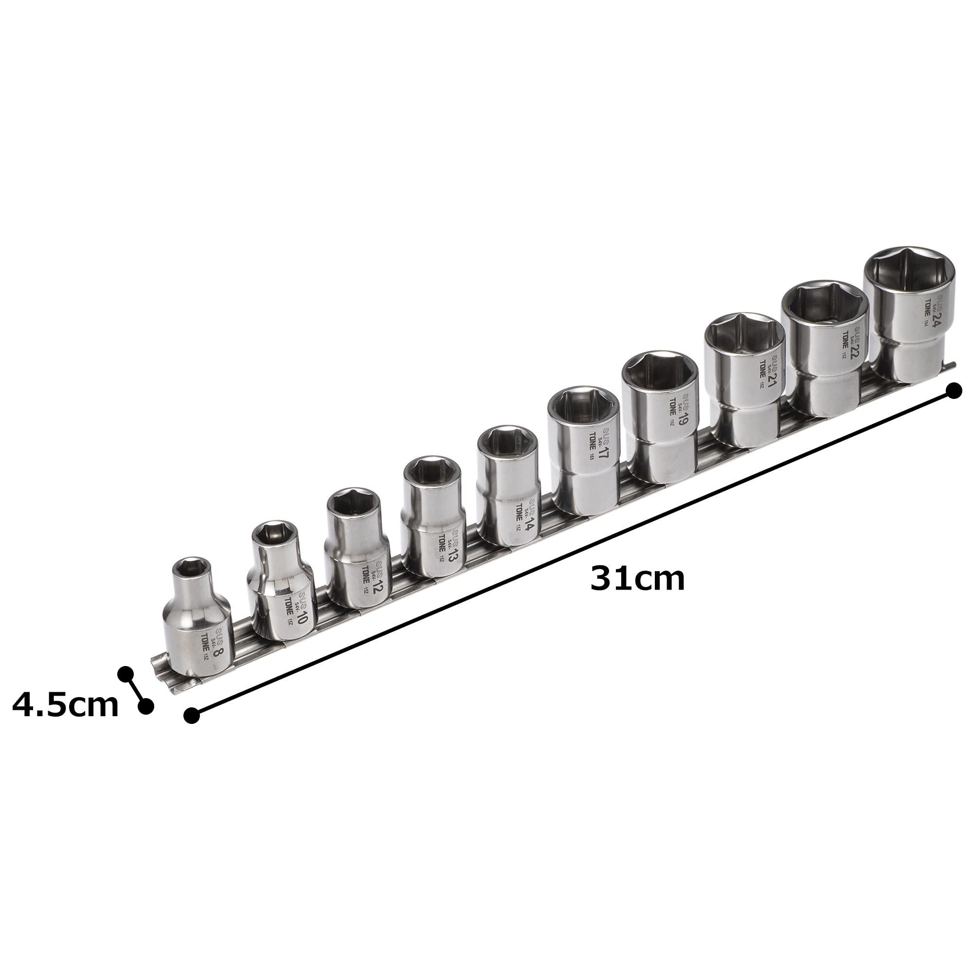 토네 SHS410 12.7mm SUS 6각 소켓 세트 홀더 포함 10점 이미지 5