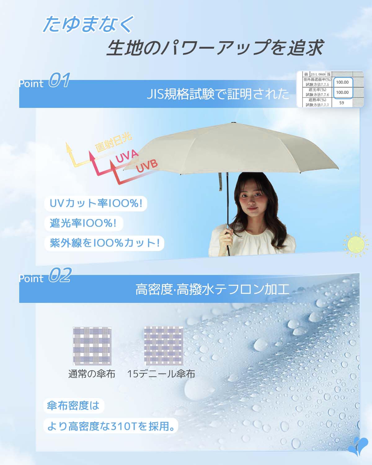 콘치와 완전암막 자동 접이식 양우산 100cm 이미지 4
