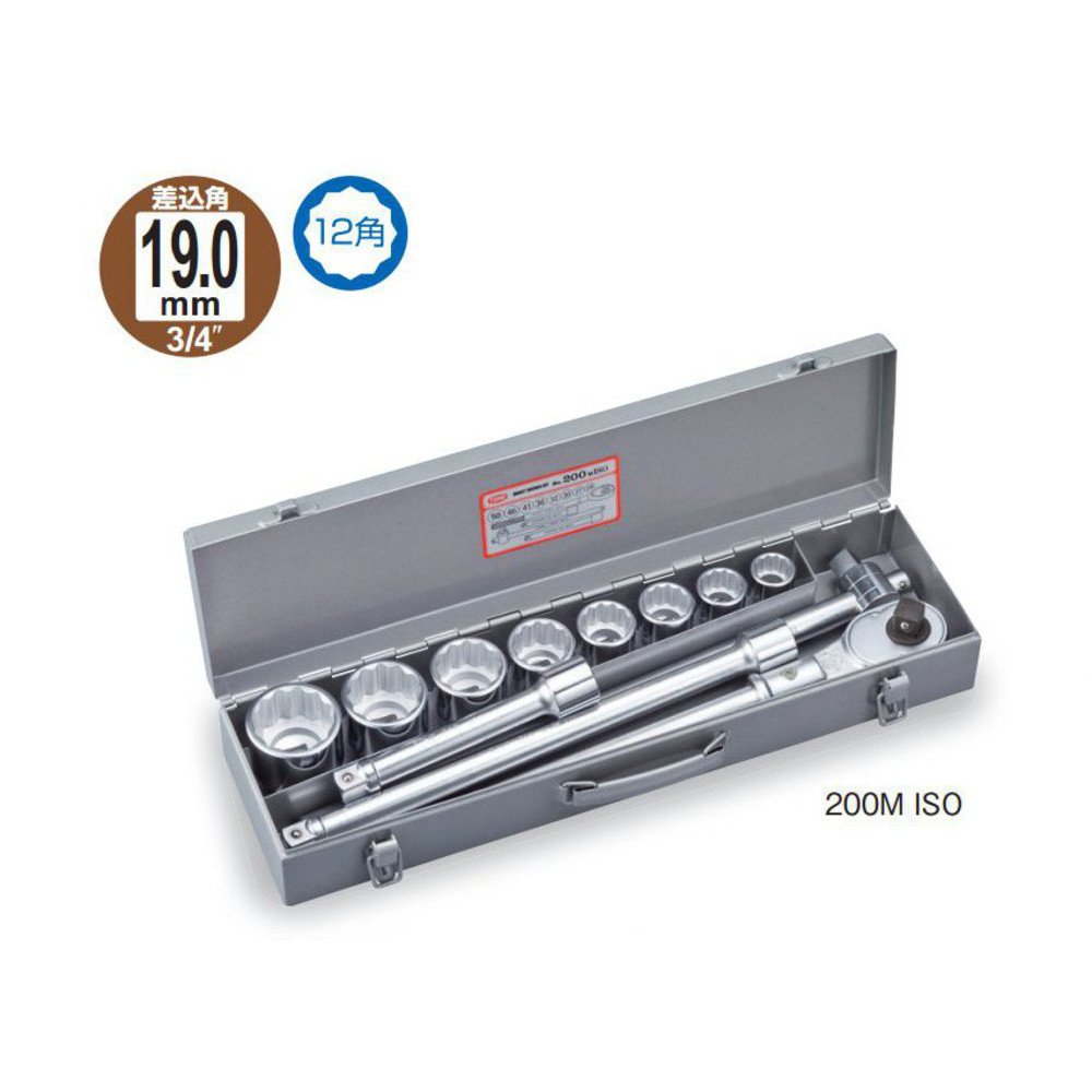 토네 실버 200MISO 19.0mm 소켓 렌치 세트 12점 이미지 2