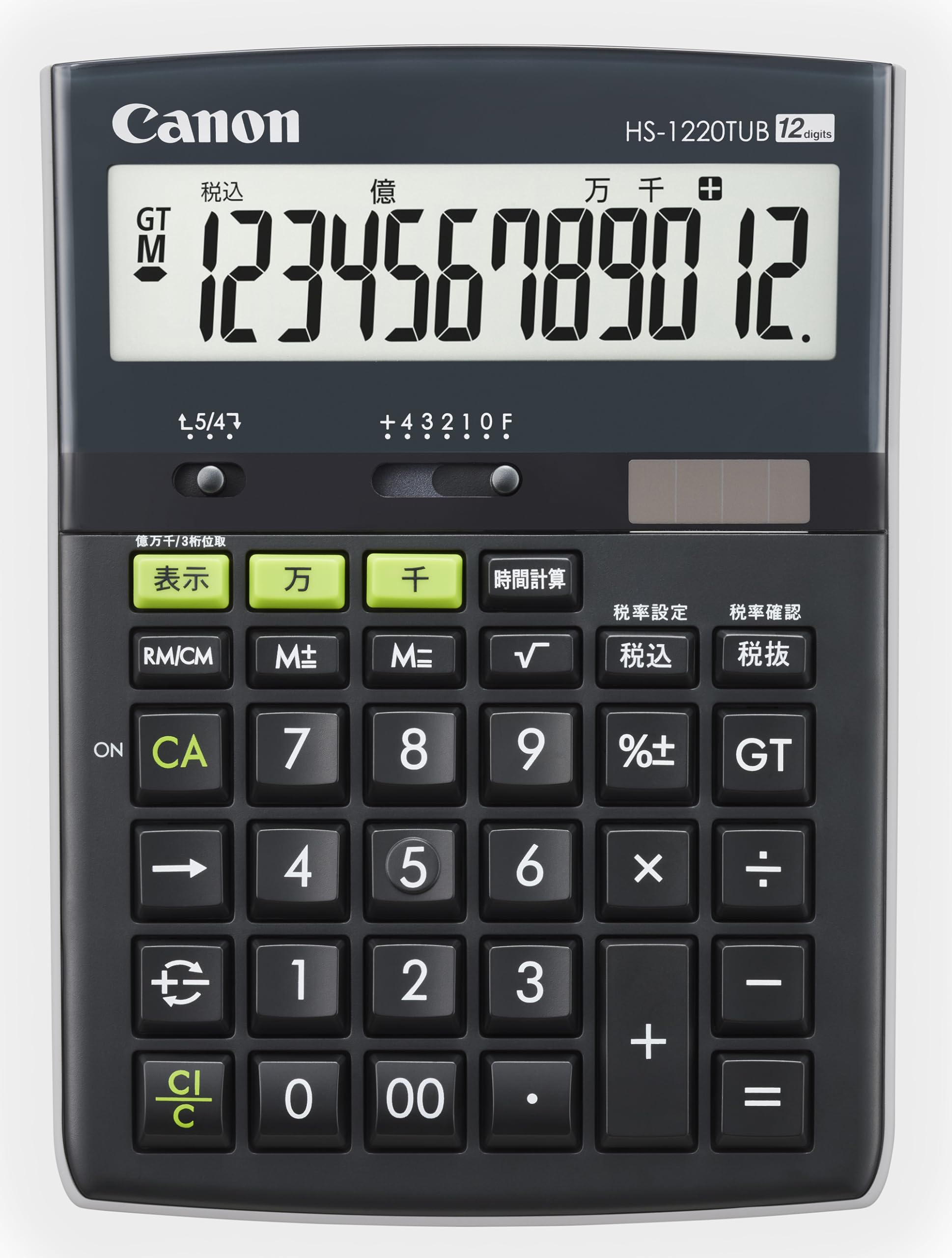 캐논 환경배려 계산기 HS-1220TUB 12자리 탁상용 대형 LCD 비즈니스용 탁상형