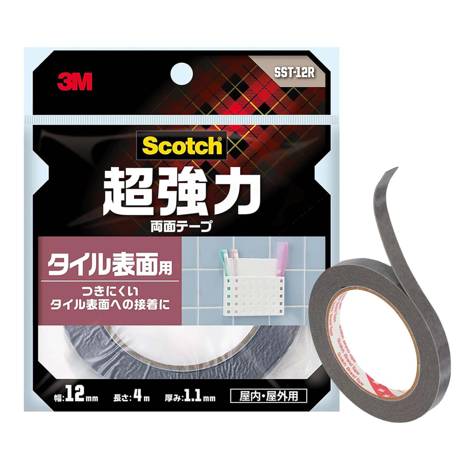 3M 스카치 타일용 양면테이프 SST-12R 그레이 폭12mm 길이4000mm 신모델 이미지 1