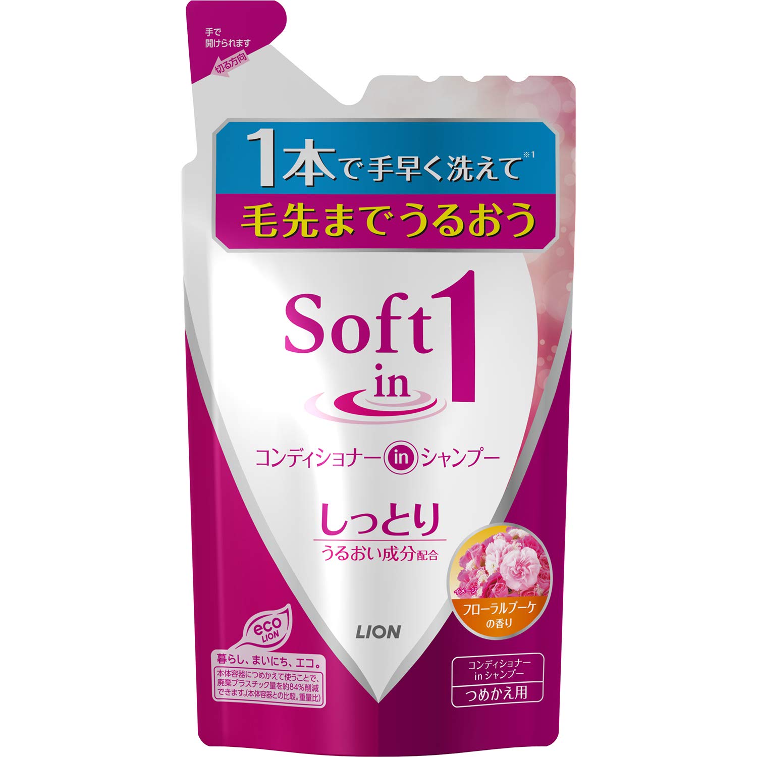 라이온 소프트인원 샴푸 촉촉한타입 리필 380ml