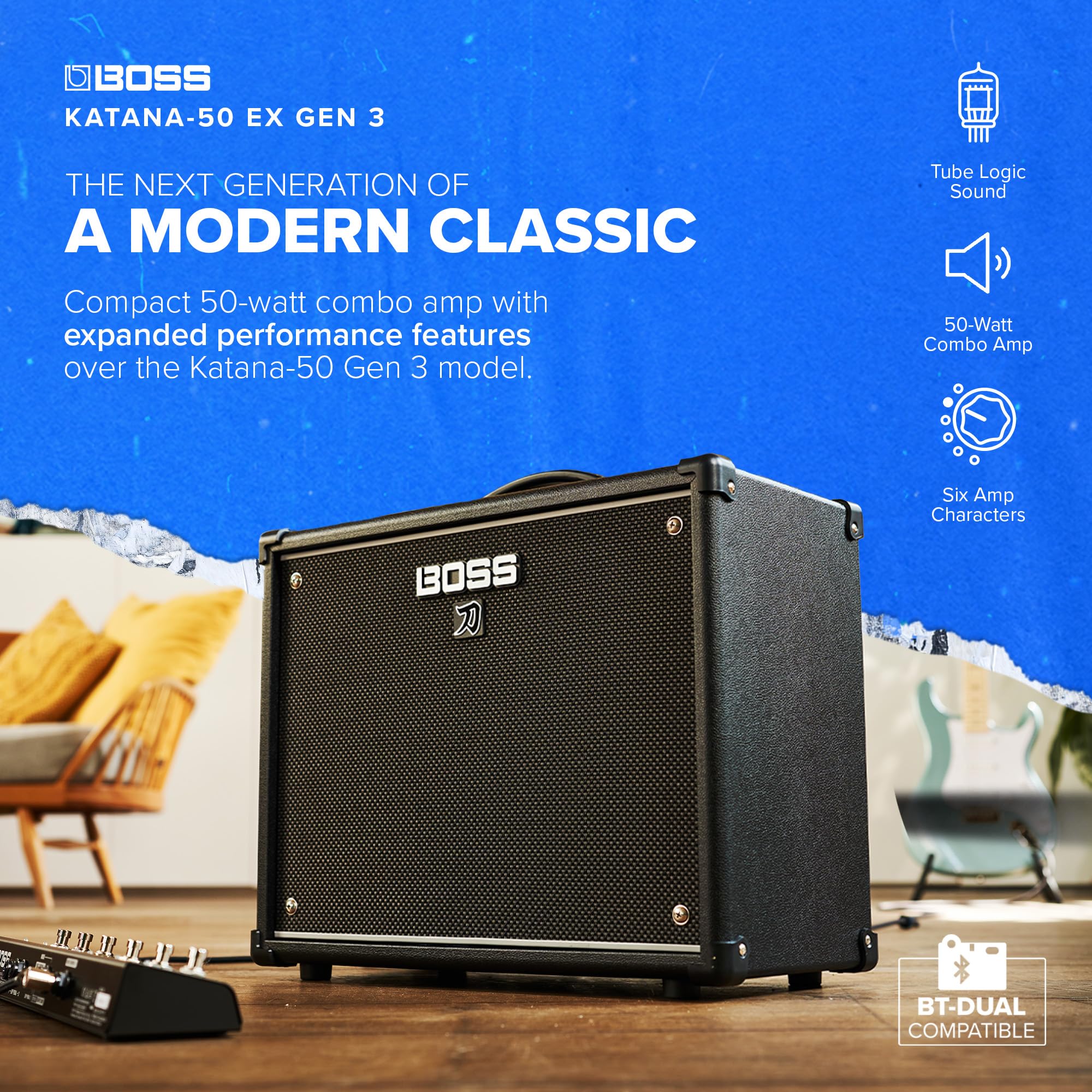 보스 카타나 GEN 3 KATANA-50 EX 50W 콤보 기타 앰프 12인치 스피커 이미지 2