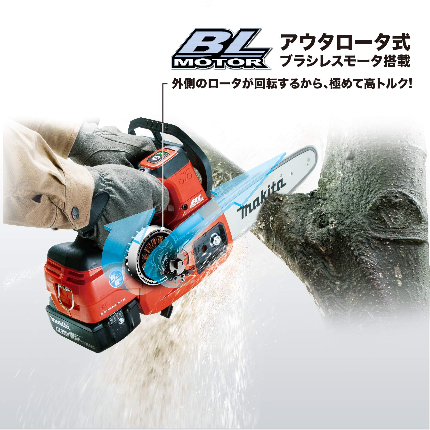 마키타 MUC154DZNR 레드 150mm 충전식 체인톱 18V 본체만 이미지 2