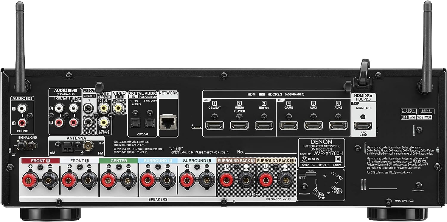 데논 AVR-X1700H 7.2채널 AV 서라운드 리시버 8K 블랙 이미지 3