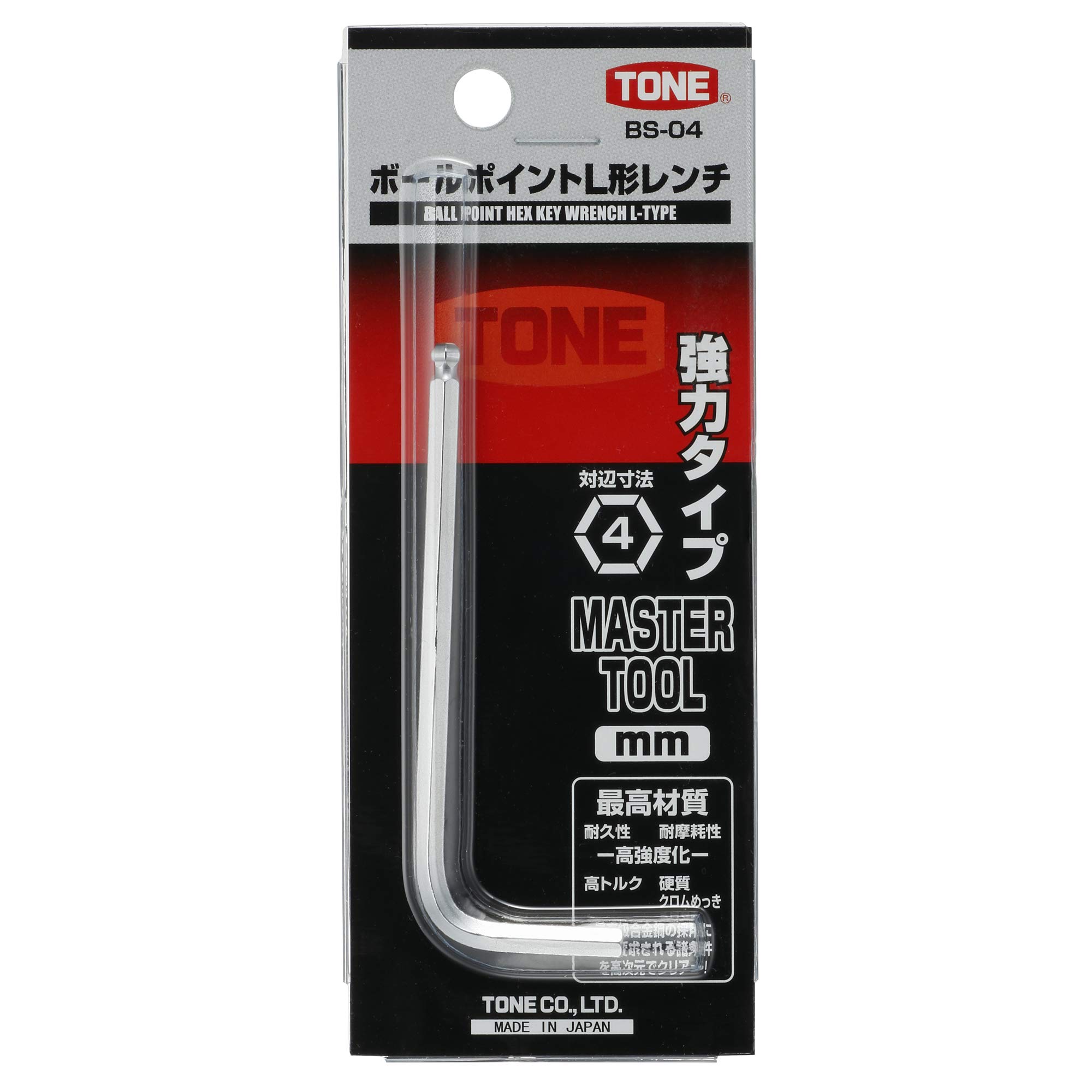 토네 볼포인트 L형 렌치 BS-04 4mm 육각렌치 이미지 3