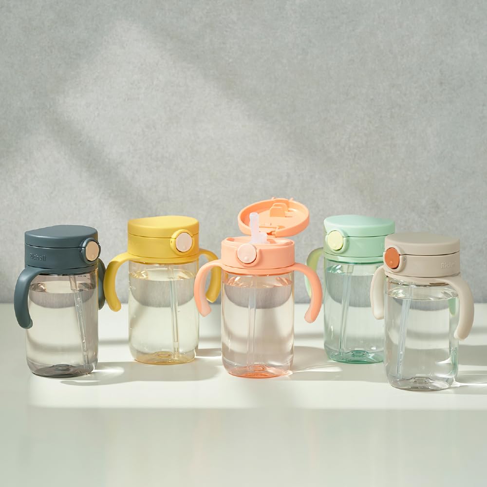 리첼 아쿠아라이트 외출용 빨대컵 오렌지 320ml 샘방지 세척편한 이미지 6