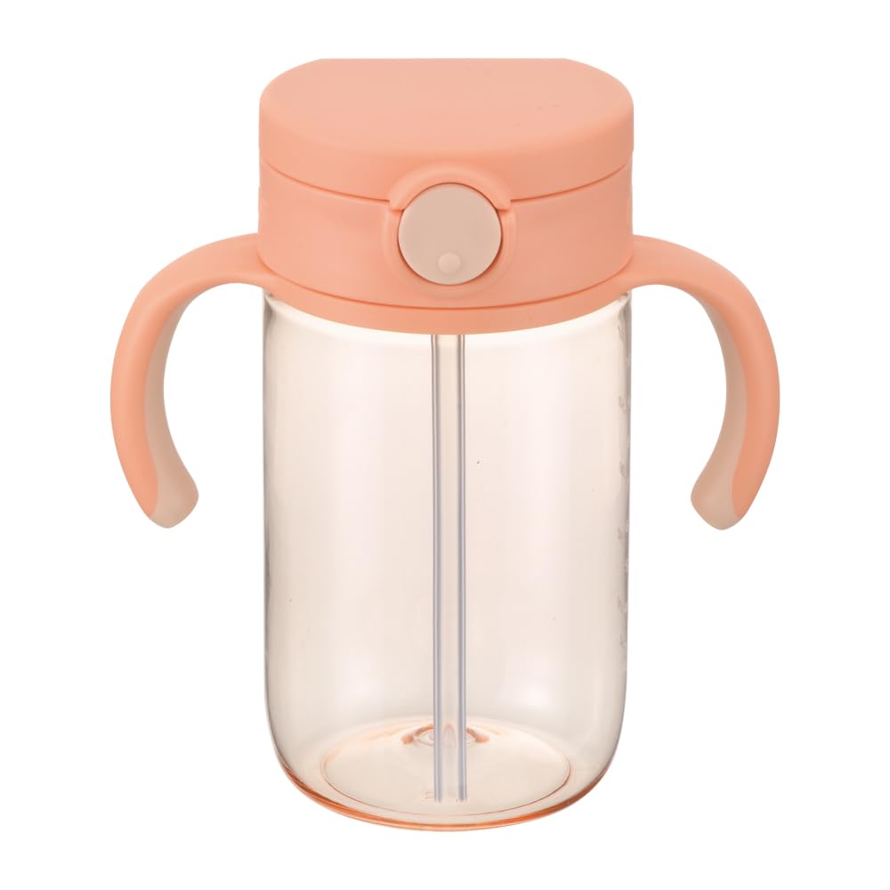 리첼 아쿠아라이트 외출용 빨대컵 오렌지 320ml 샘방지 세척편한