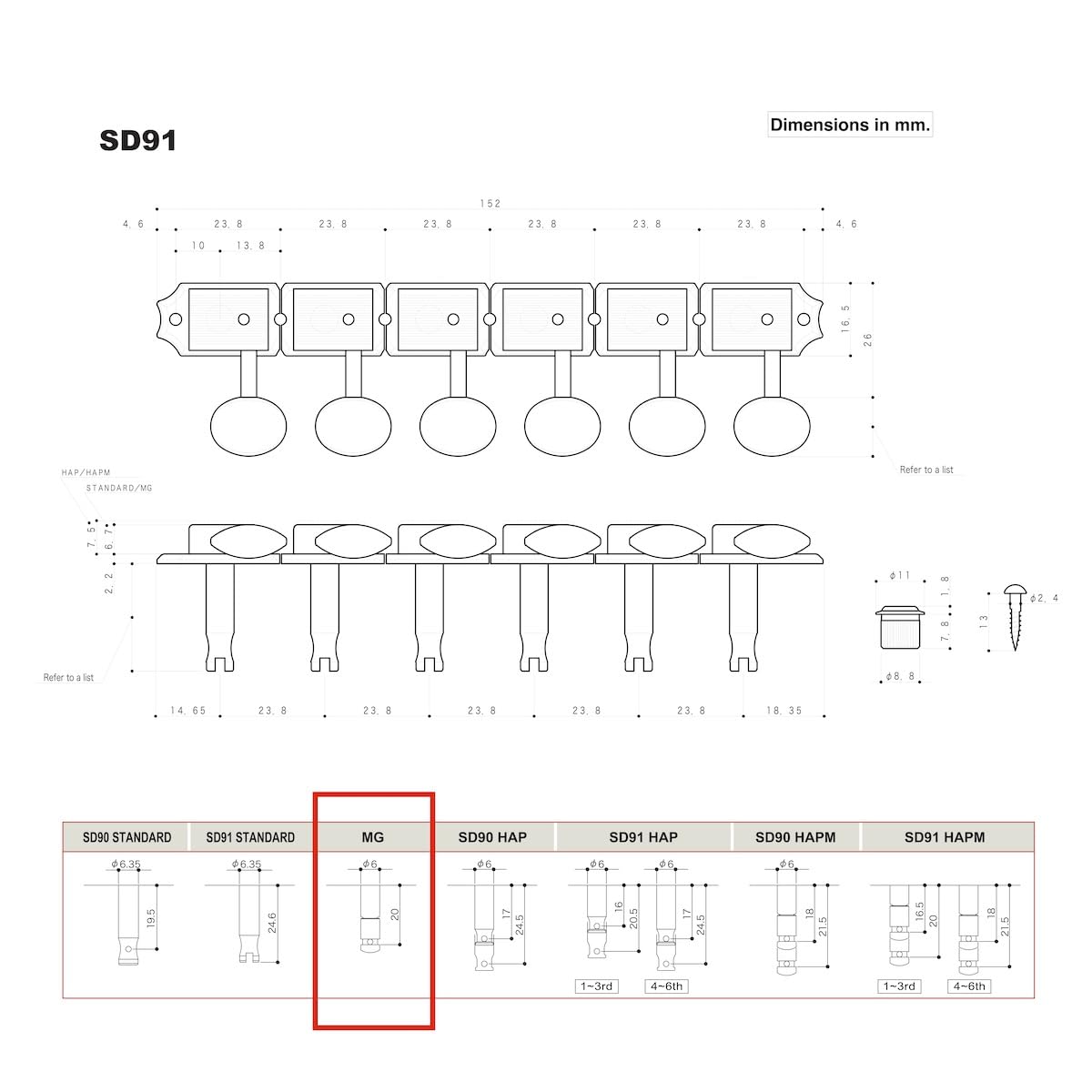 고토 SD91-MG-05M 6연 니켈 락킹 튜너 이미지 7