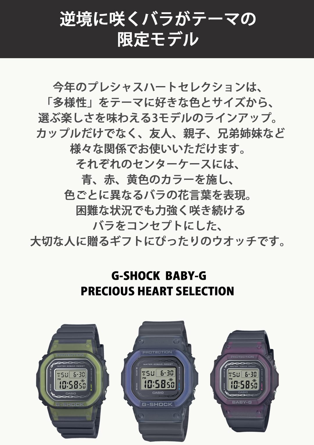 카시오 지샥 프레셔스 하트 BASIC 한정 컬러:그레이 스켈레톤 옐로우 이미지 4
