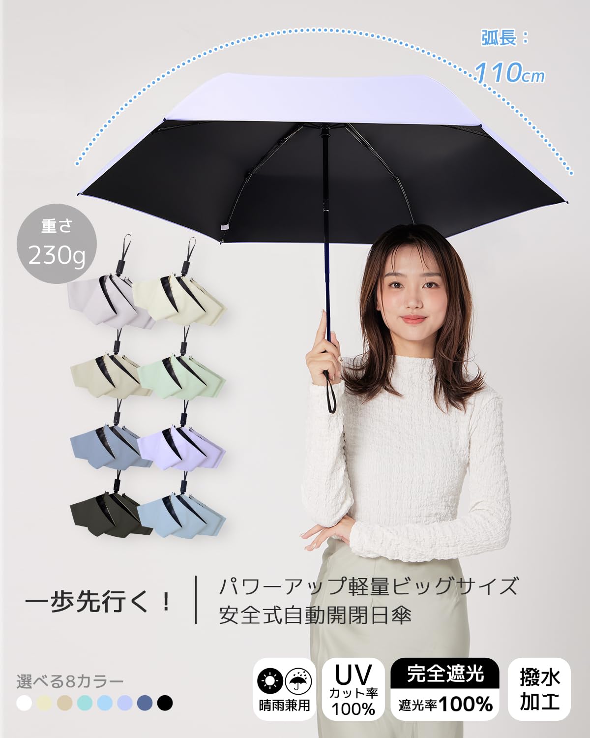 콘치와 3단 자동 접이식 양우산 100cm 내풍설계 퍼플 이미지 2