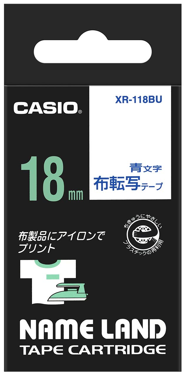 카시오 네임랜드 의류용 천 전사 테이프 18mm XR-118BU 블루 단품
