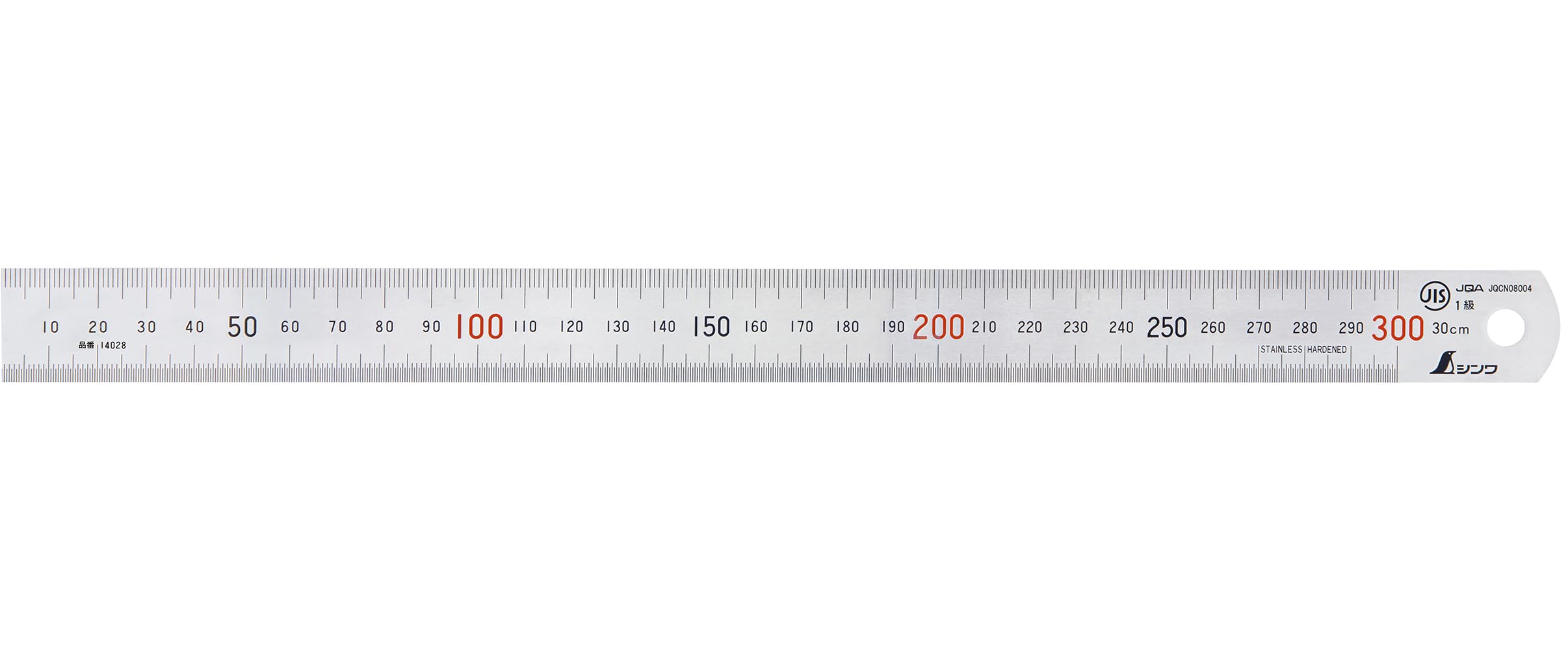 신와 스테인리스 직자 30cm 14028 JIS 1급 적색눈금