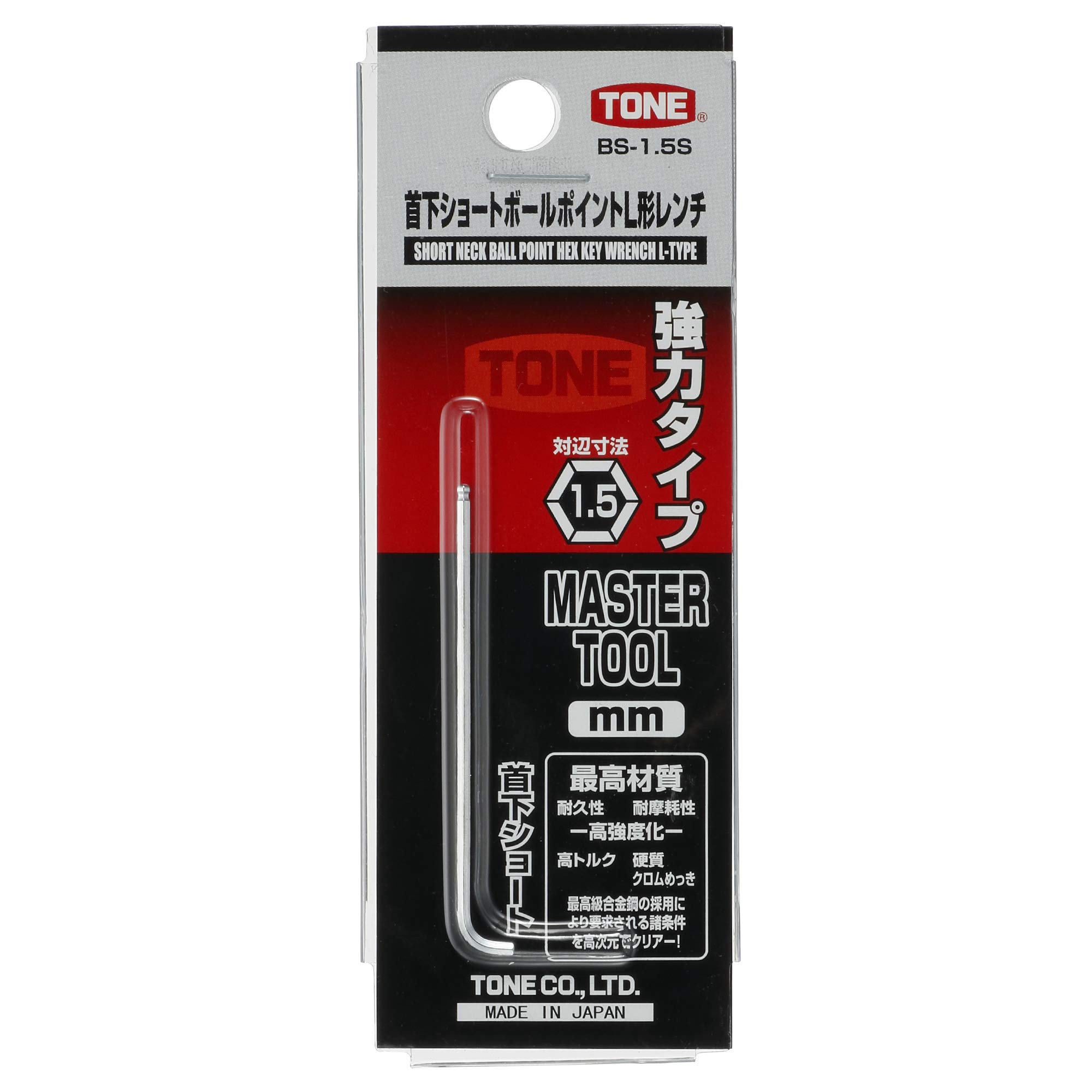 토네 숏 볼포인트 L형 육각렌치 BS-1.5S 1.5mm 이미지 3